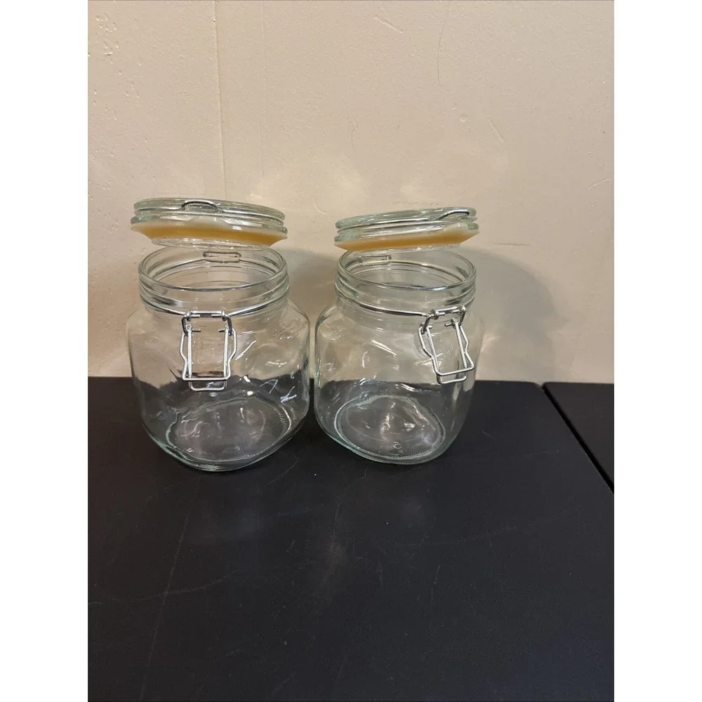Glass Clamp Lid Jars W/Seals.  Great For Kitchen Storage Set Of 2